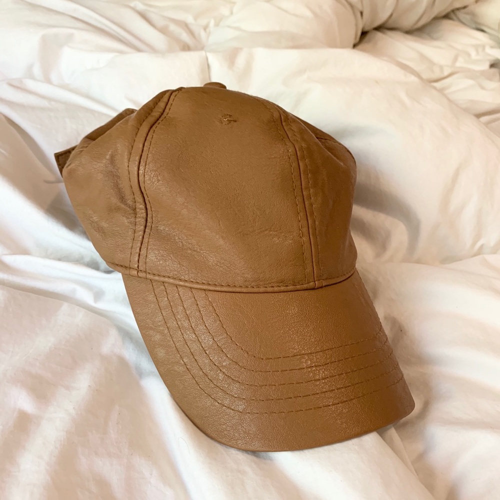 2/$15 Faux leather baseball hat